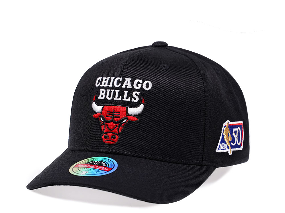 Mitchell Ness Chicago Bulls NBA 50th Anniversary Edition Red Line Flex Snapback Cap TOPPERZSTORE.CO.UK