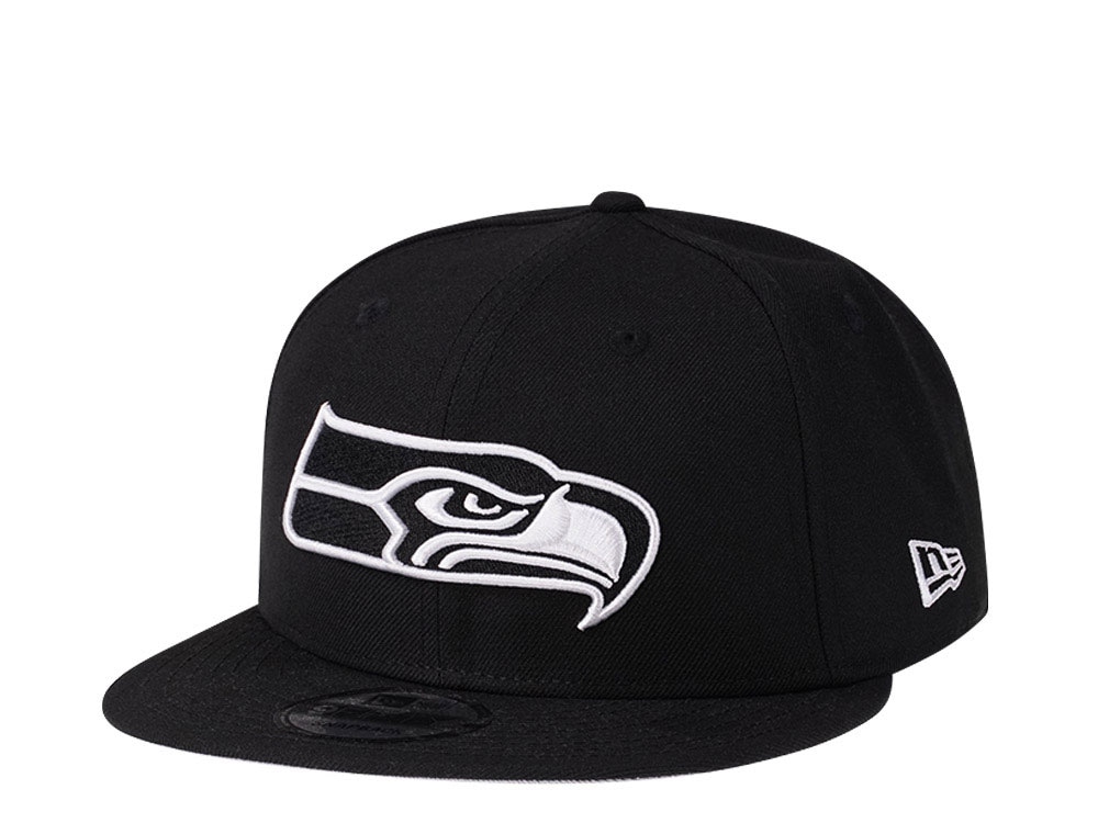 New Era Seattle Seahawks Black & White Snapback 9Fifty Cap