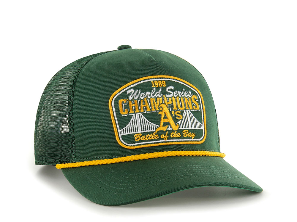 47Brand Oakland Athletics Dark Green World Series Chanpions Patch Edition Trucker Hitch Snapback Cap