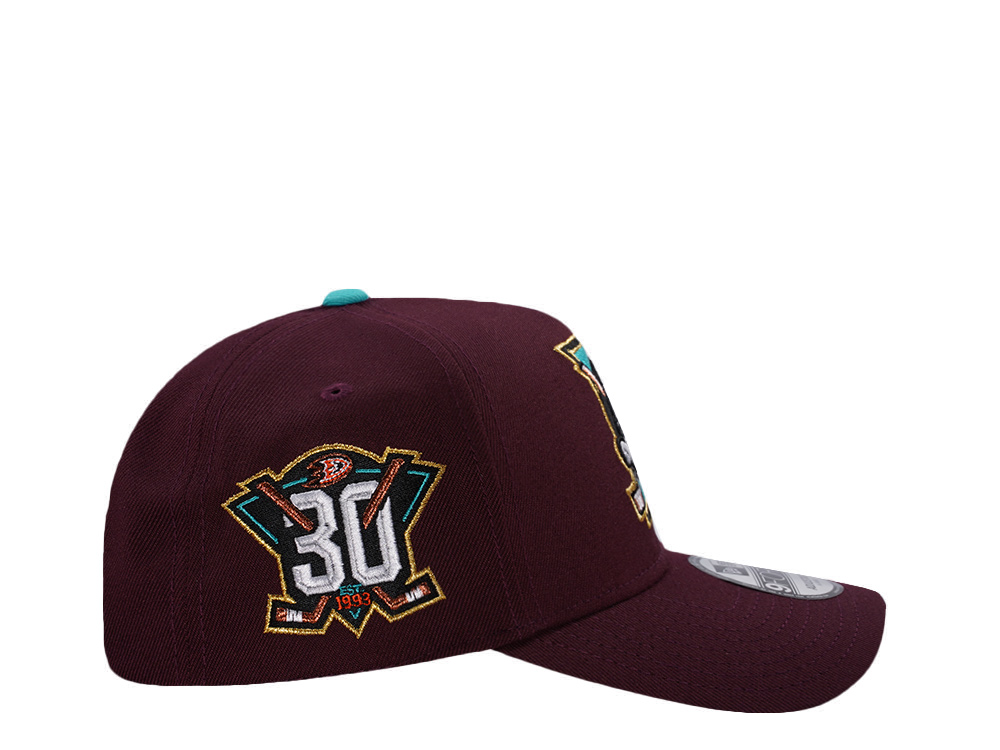 New Era Anaheim Ducks 30th Anniversary Maroon Prime Edition 9Forty A Frame Snapback Cap