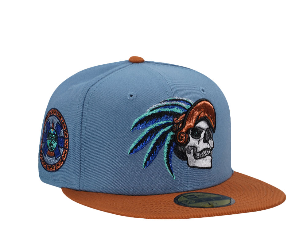 New Era Mexico Aztec Skull Warrior Sky Blue Two Tone Edition 59Fifty Fitted Cap