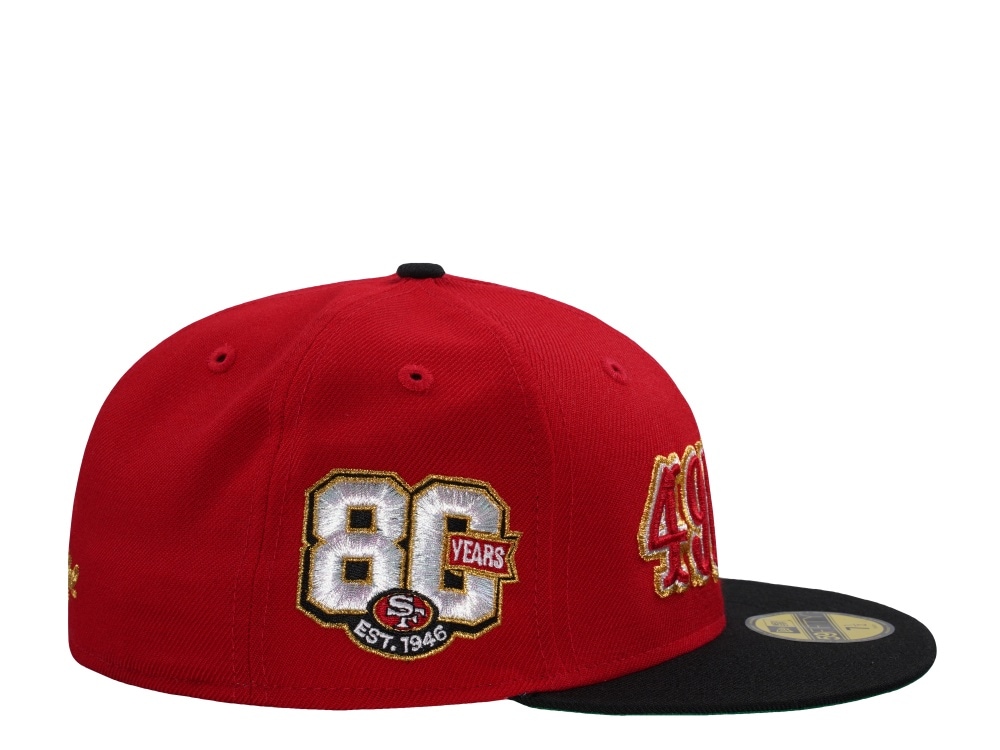 New Era San Francisco 49ers 80th Anniversary Wool Scarlet Two Tone Throwback Edition 59Fifty Fitted Cap