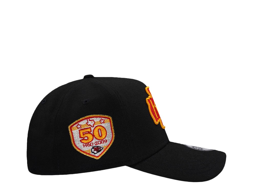 New Era Kansas City Chiefs 50th Anniversary Black Edition 9Forty A Frame Snapback Cap