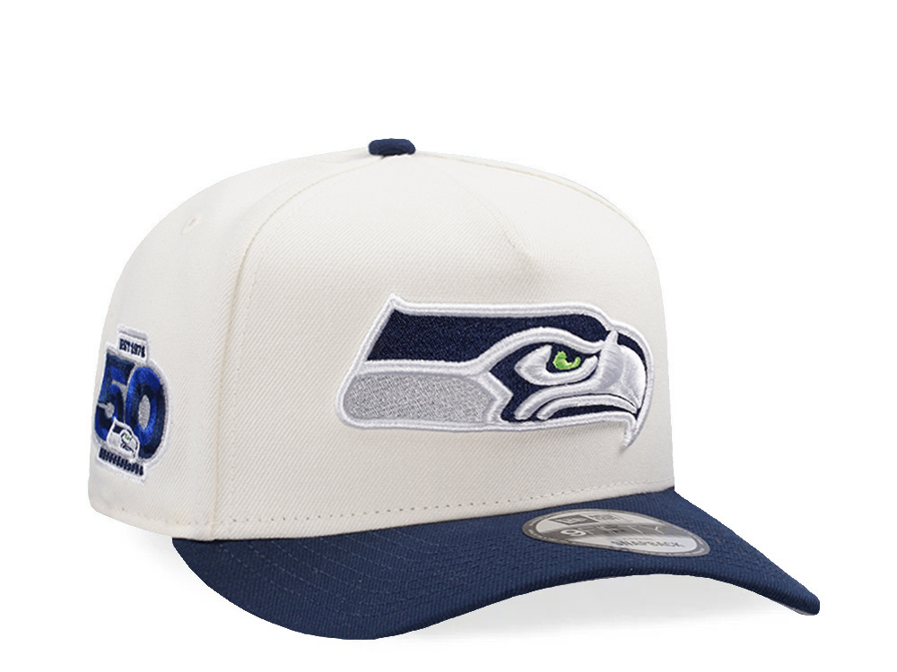 New Era Seattle Seahawks 50th Anniversary Chrome Two Tone Edition 9Fifty A Frame Snapback Cap