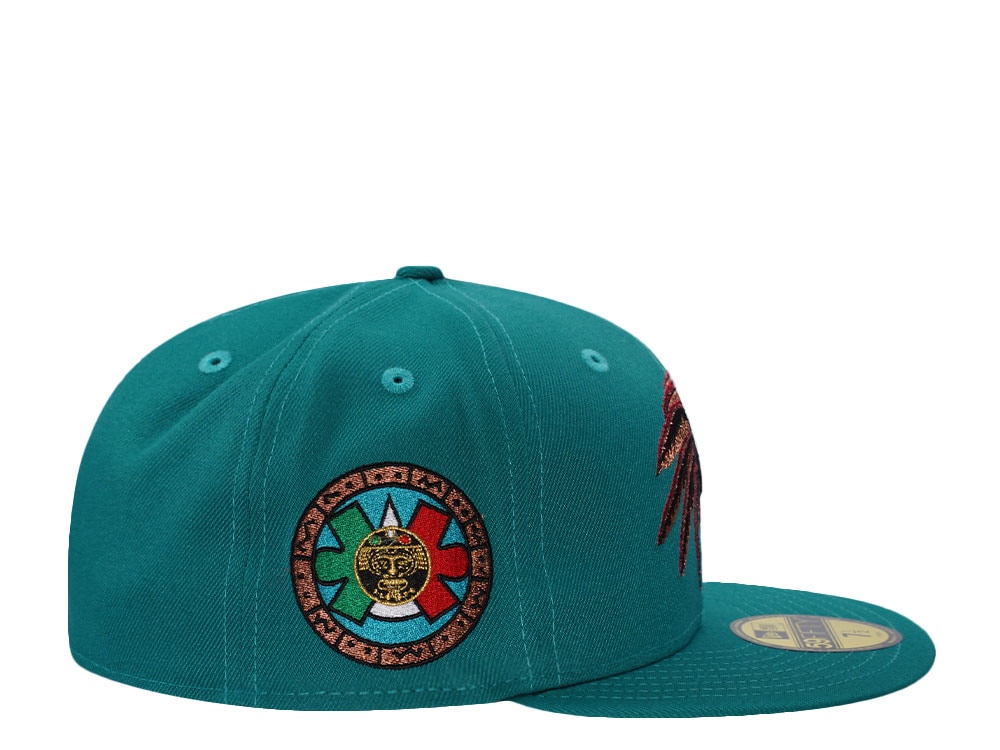 New Era Mexico Aztec Skull Teal Prime Edition 59Fifty Fitted Cap