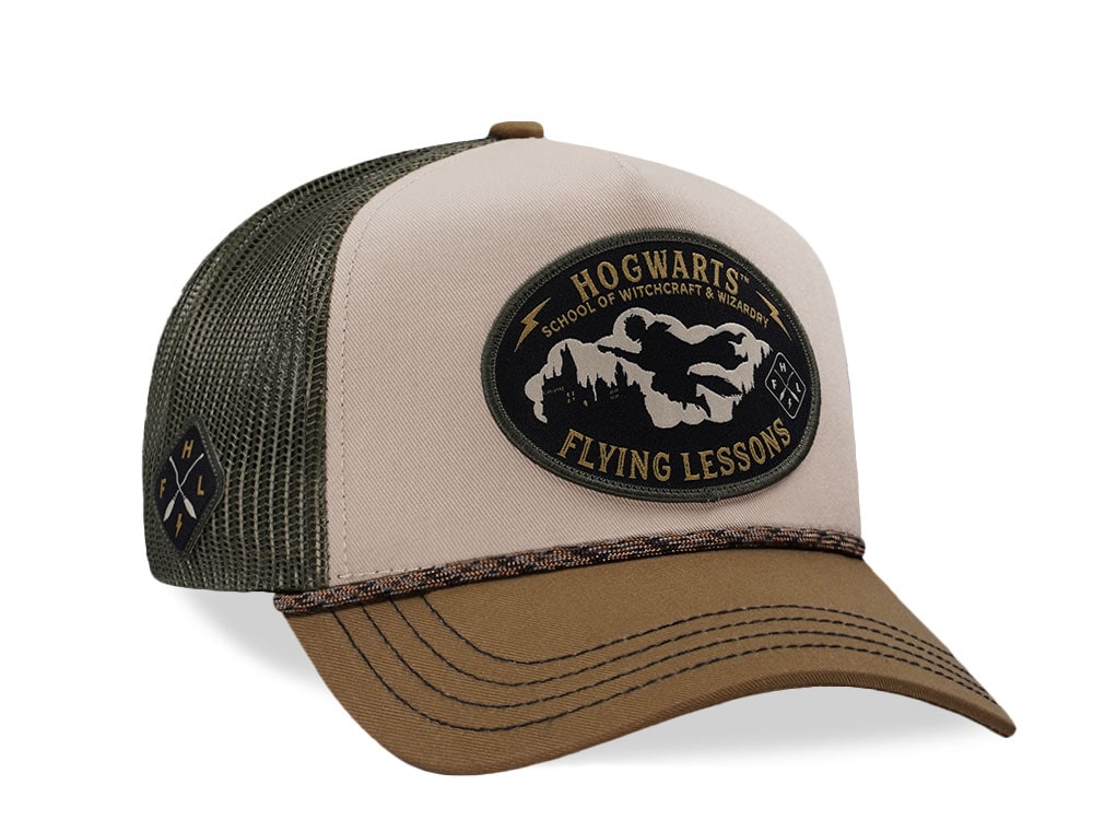 Capslab Harry Potter Hogwarts Flying Lessons Beige Trucker Snapback Cap