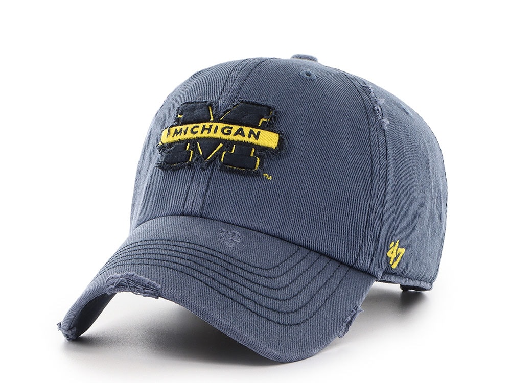 47 Brand Michigan Wolverines Weathered Rusted Navy Clean Up Strapback Cap