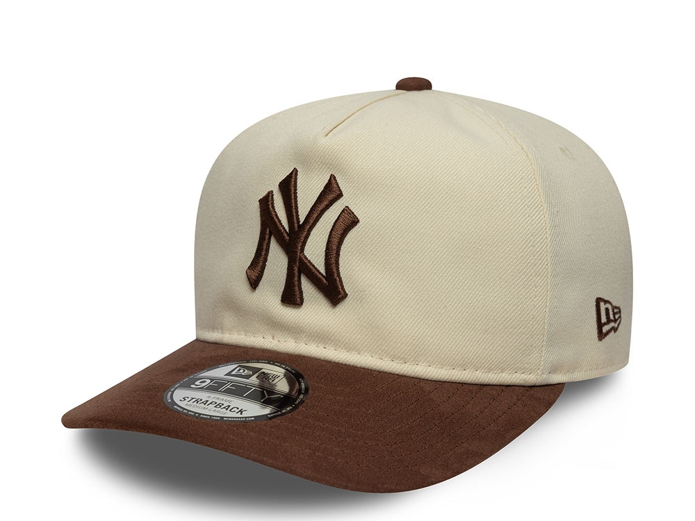 New Era New York Yankees Light Brown Suede Visor Edition 9Fifty A Frame Strapback Cap