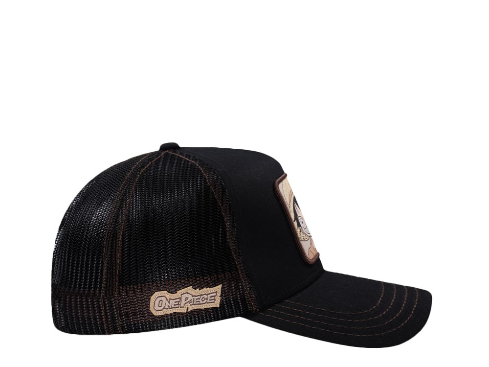 Capslab One Piece Square Patch Luffy Black Brown Trucker Snapback Cap
