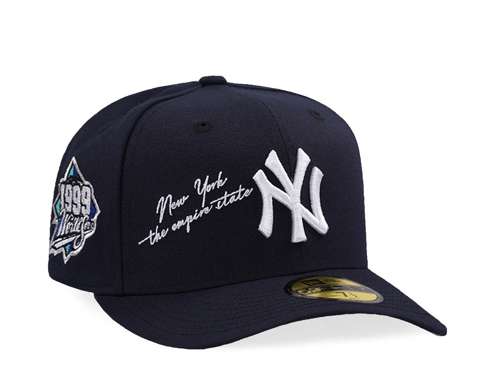 New Era New York Yankees World Series 1999 Script Navy Prime Edition Pre Curved 59Fifty Fitted Cap