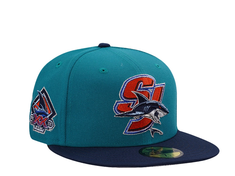 New Era San Jose Sharks 20th Anniversary Aqua Blue Two Tone Edition 59Fifty Fitted Cap
