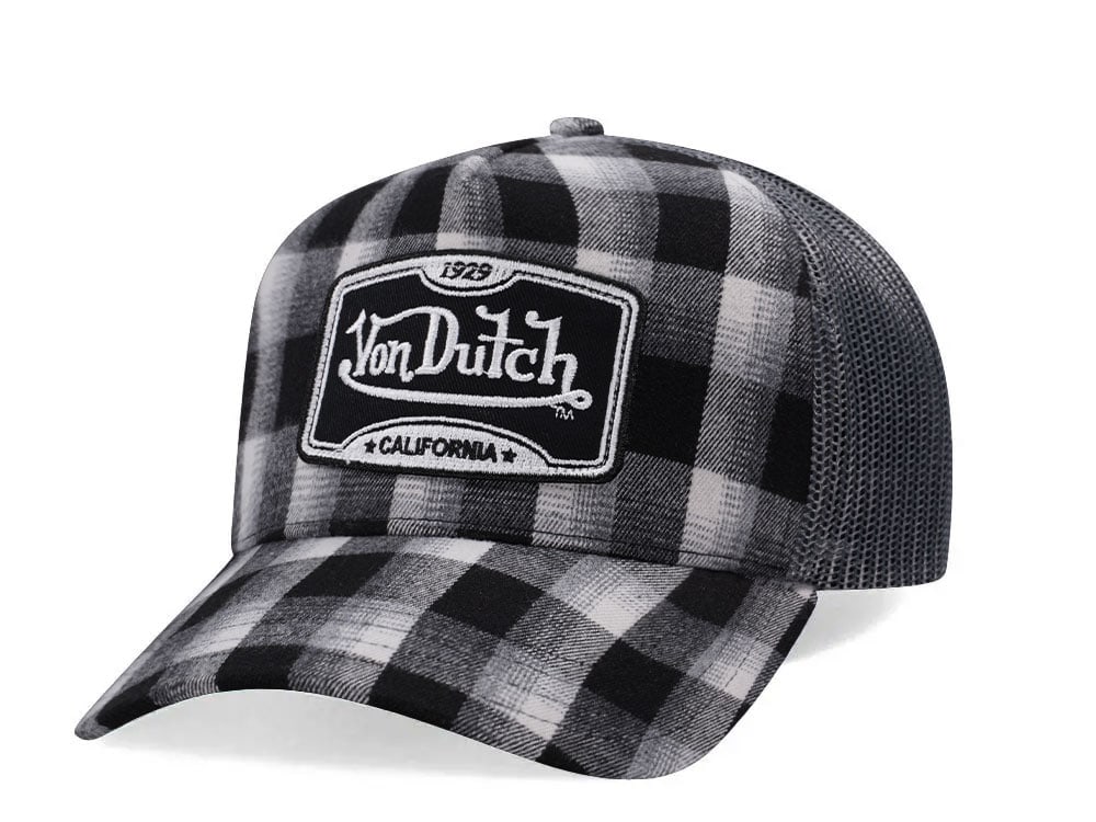 Von Dutch Square Patch Black White Trucker Snapback Cap