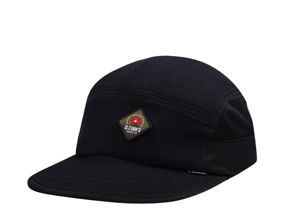 Djinns 5 Panel Black Waffle Mountain Drawcord Strapback Cap