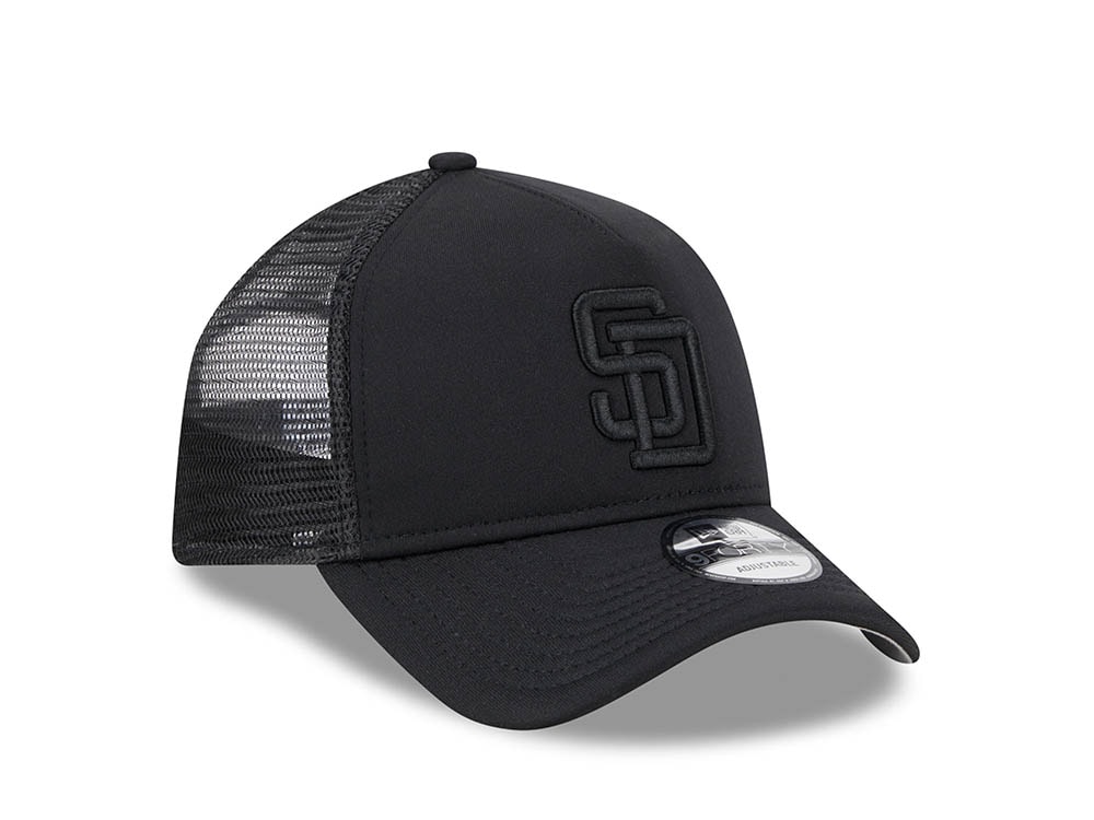 New Era San Diego Padres Black All Day 9Forty A Frame Trucker Snapback Cap