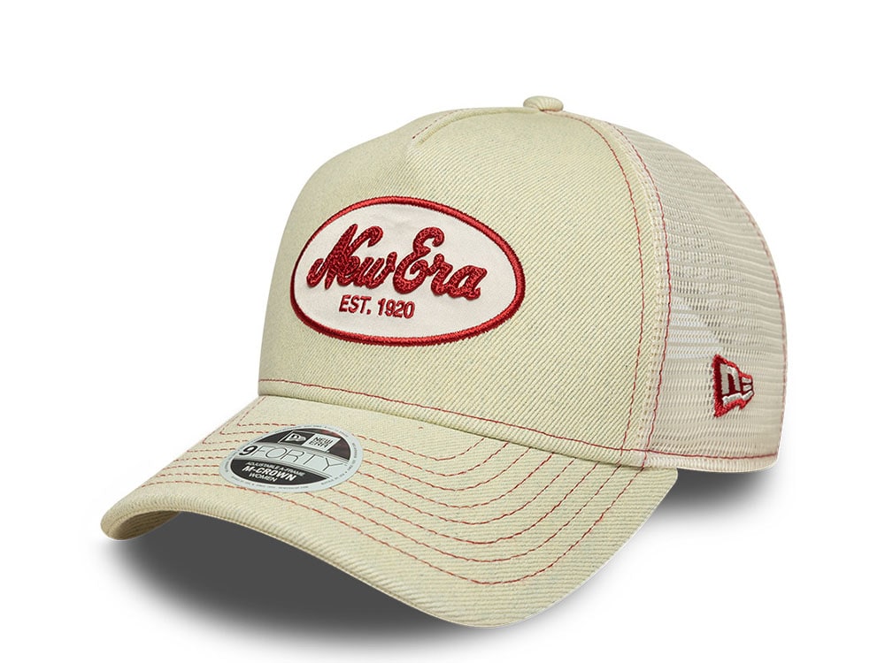 New Era Oval Patch Beige 9Forty Womens Trucker Snapback Cap