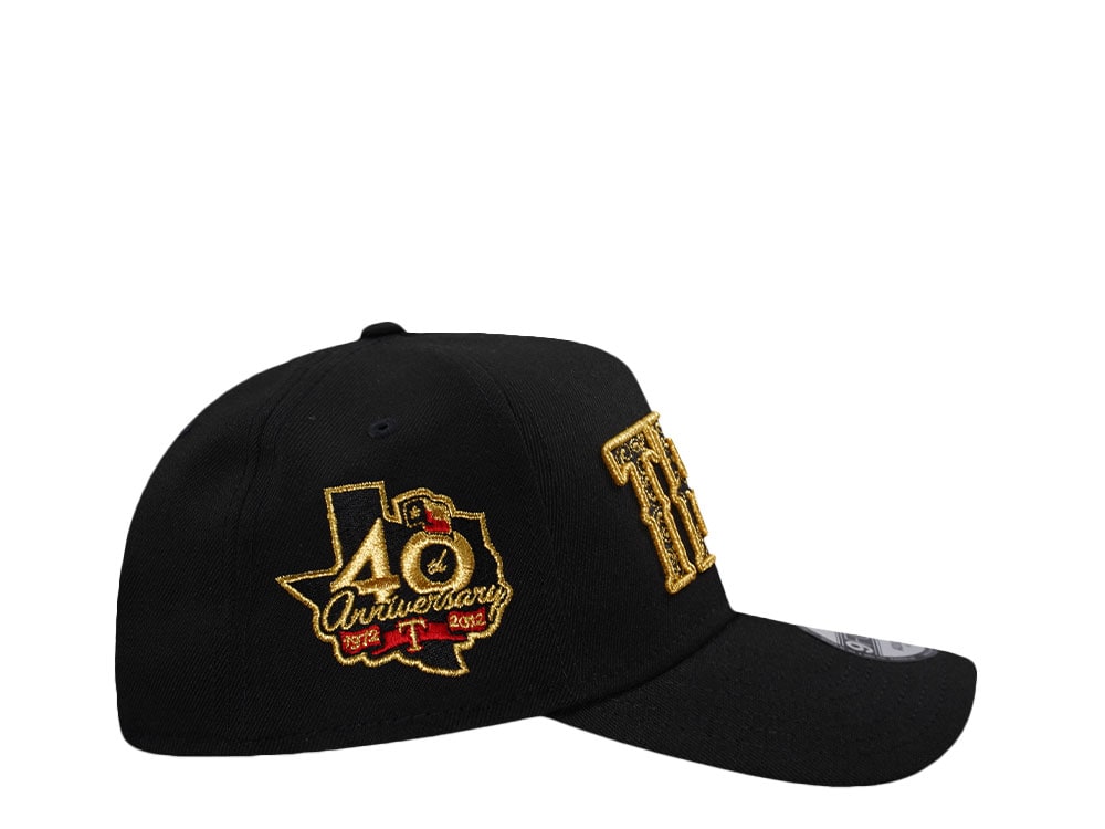 New Era Texas Rangers 40th Anniversary Metallic Black Prime Edition 9Forty A Frame Snapback Cap