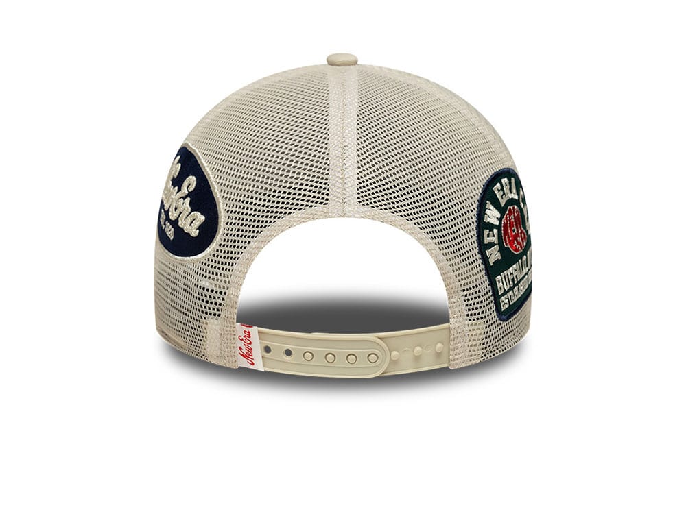New Era Multi Patch Beige 9Forty M Crown A Frame Snapback Cap
