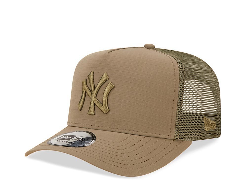 New Era New York Yankees Ripstop Olive A Frame Trucker Snapback Cap