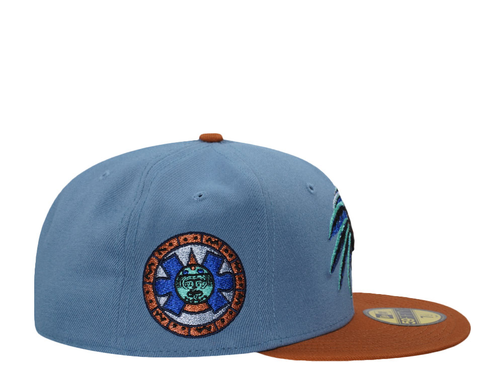 New Era Mexico Aztec Skull Warrior Sky Blue Two Tone Edition 59Fifty Fitted Cap