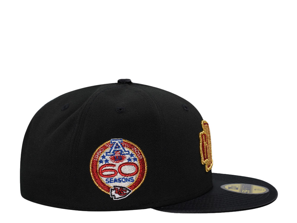 New Era Kansas City Chiefs 60 Seasons Black Satin Brim Prime Edition 59Fifty Fitted Cap