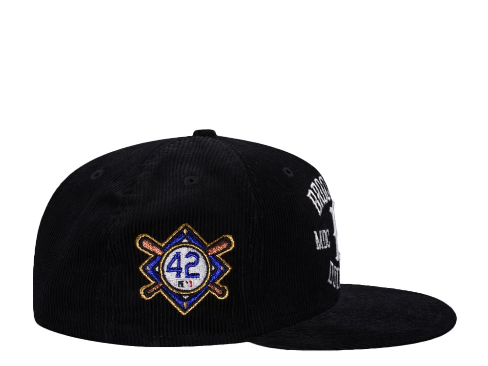 New Era Brooklyn Dodgers Jackie Robinson Corduroy Black Prime Edition 59Fifty Fitted Cap