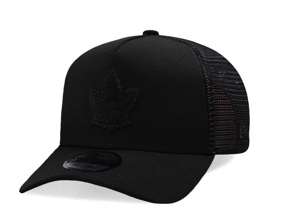 New Era Toronto Maple Leafs Black Prime Edition 9Forty A Frame Trucker Snapback Cap