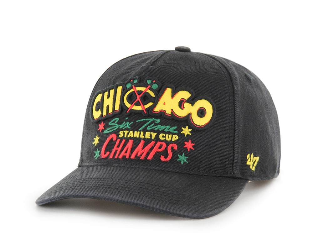 47Brand Chicago Blackhawks Vintage Stanley Black Charlton Edition Hitch Snapback Cap