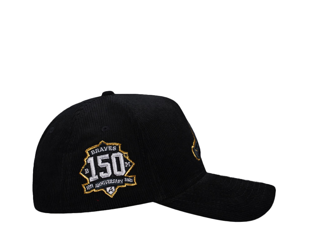 New Era Atlanta Braves 150th Anniversary Black Corduroy Edition 9Forty A Frame Snapback Cap