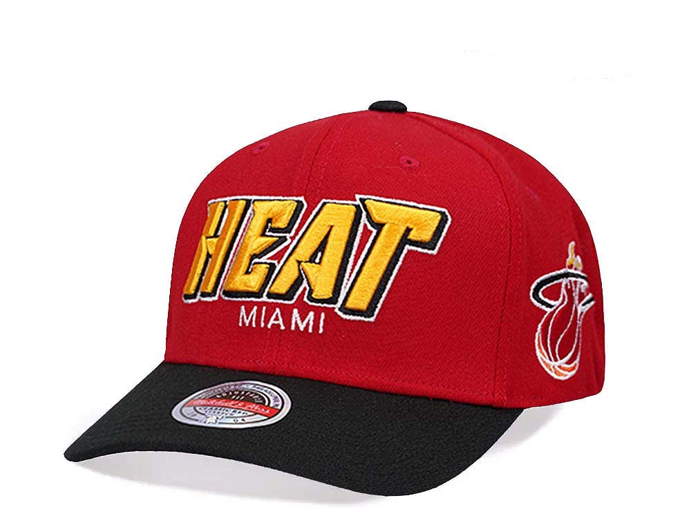 Mitchell & Ness Miami Heat Shredder Stretch Hardwood Classic Red Flex Snapback Cap