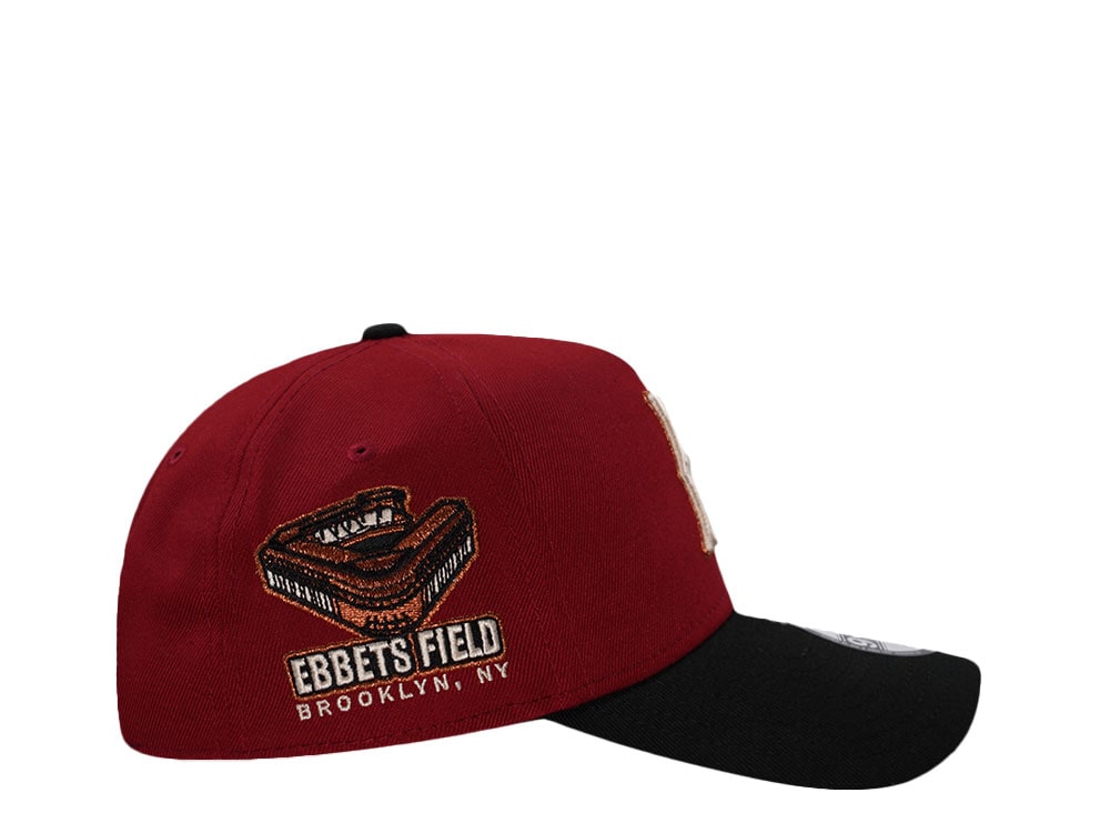 New Era Brooklyn Dodgers Ebbets Field Maroon Two Tone Edition 9Forty A Frame Snapback Cap