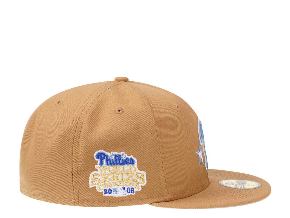 New Era Philadelphia Phillies World Series 2008 Champions Wheat Glacier Blue Edition 59Fifty Fitted Cap