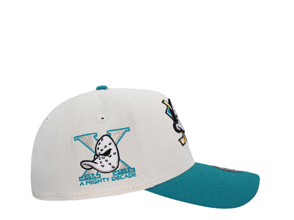 New Era Anaheim Ducks 10th Anniversary Chrome Aqua Two Tone Edition 9Forty A Frame Snapback Cap