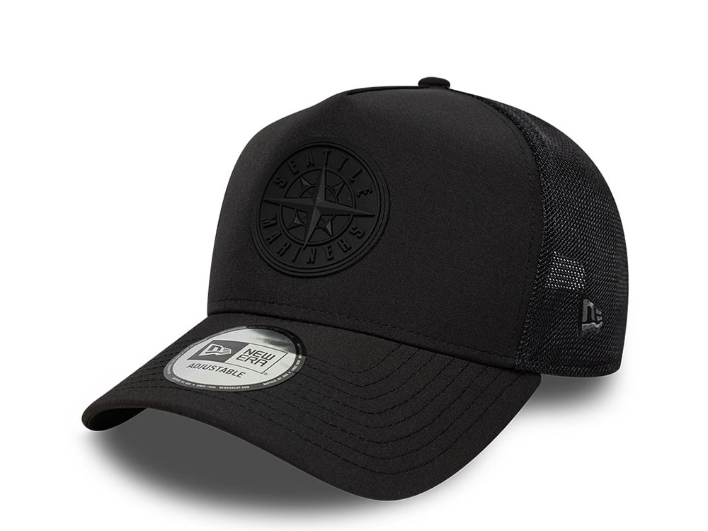 New Era Seattle Mariners Black Edition 9Forty A Frame Trucker Snapback Cap