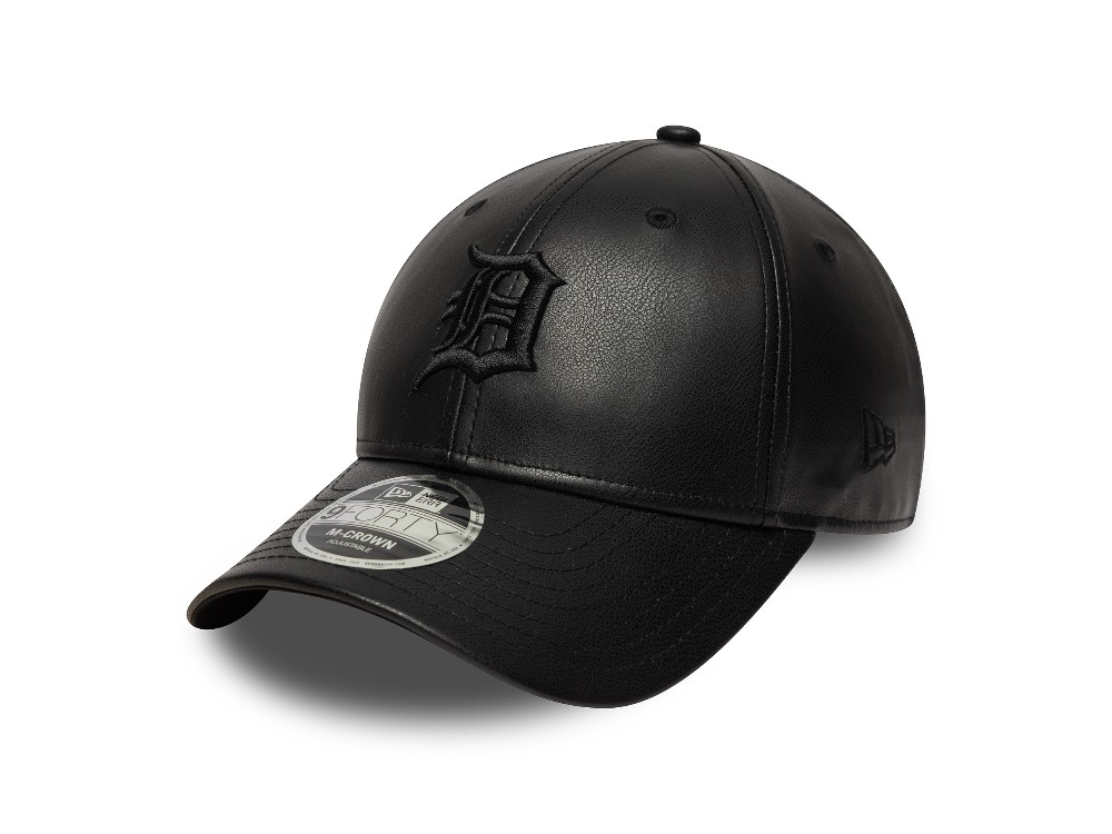 New Era Detroit Tigers Black PU Leather Edition 9Forty M Crown Snapback Cap