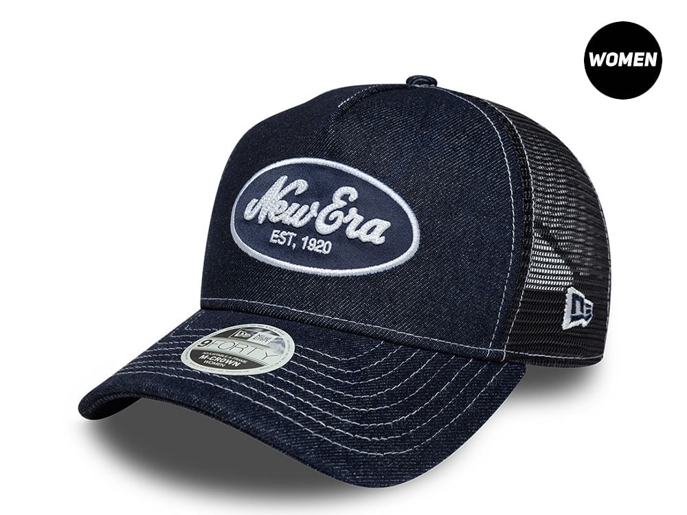New Era Oval Patch Navy 9Forty Womens Trucker Snapback Cap