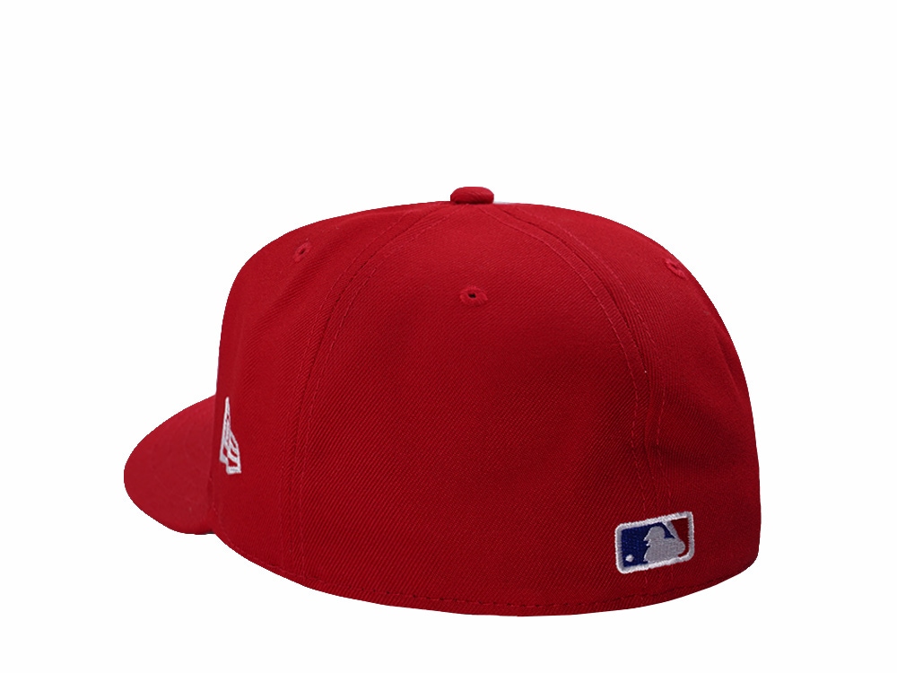 New Era Los Angeles Dodgers World Series 2025 Scarlet Red Prime Edition 59Fifty Pre Curved Fitted Cap