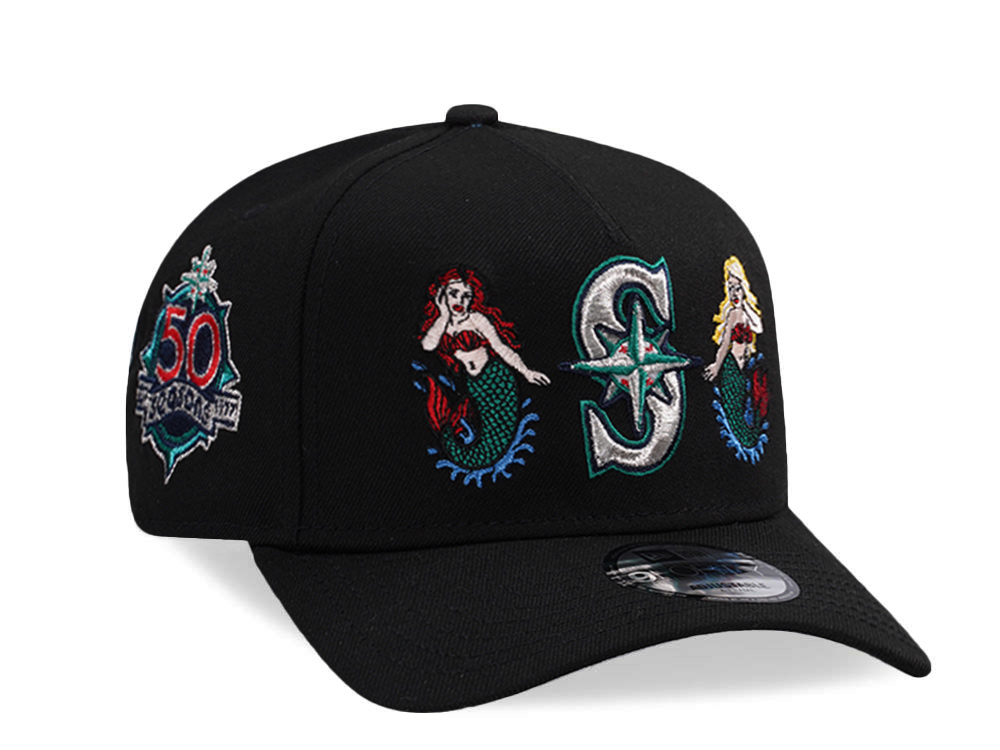 New Era Seattle Mariners 50th Anniversary Mermaid Black Prime Edition 9Forty A Frame Snapback Cap