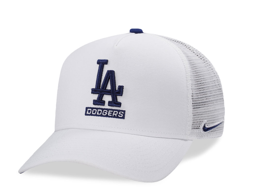 Nike Los Angeles Dodgers Primetime Dri-Fit Rise White Edition Trucker Snapback Cap