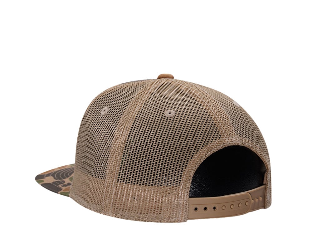 John Deere Square Patch Camo Khaki Trucker Snapback Cap