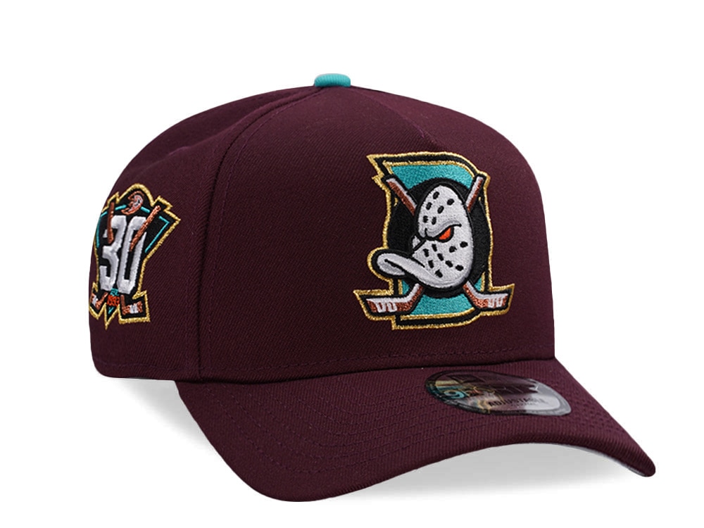 New Era Anaheim Ducks 30th Anniversary Maroon Prime Edition 9Forty A Frame Snapback Cap