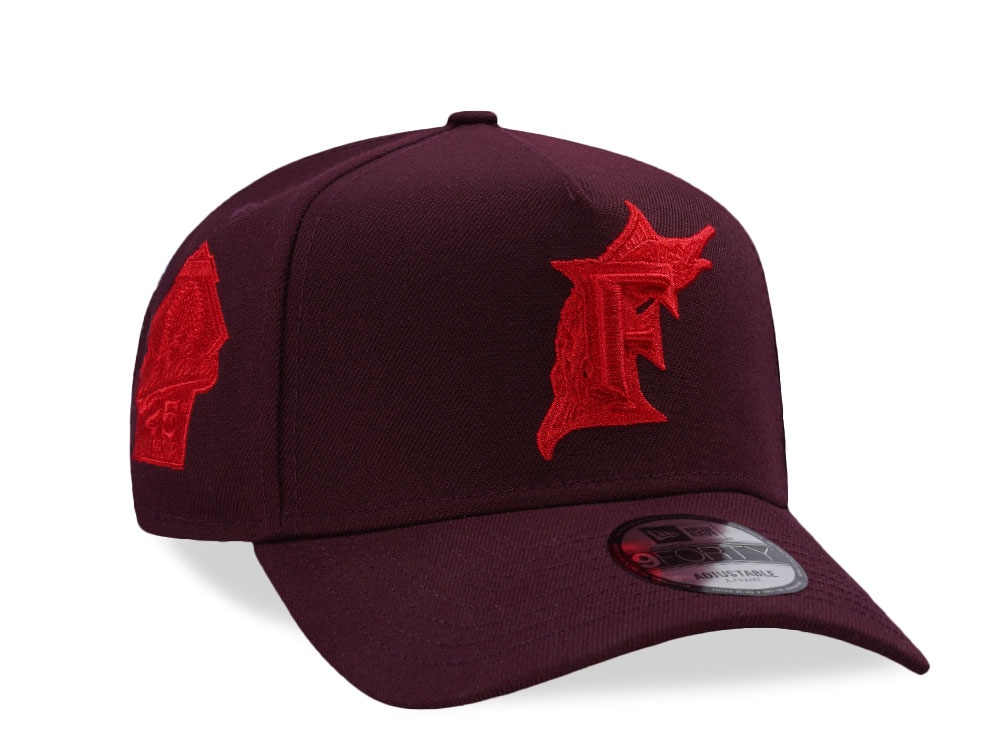 New Era Florida Marlins 25th Anniversary Maroon Prime Edition 9Forty A Frame Snapback Cap