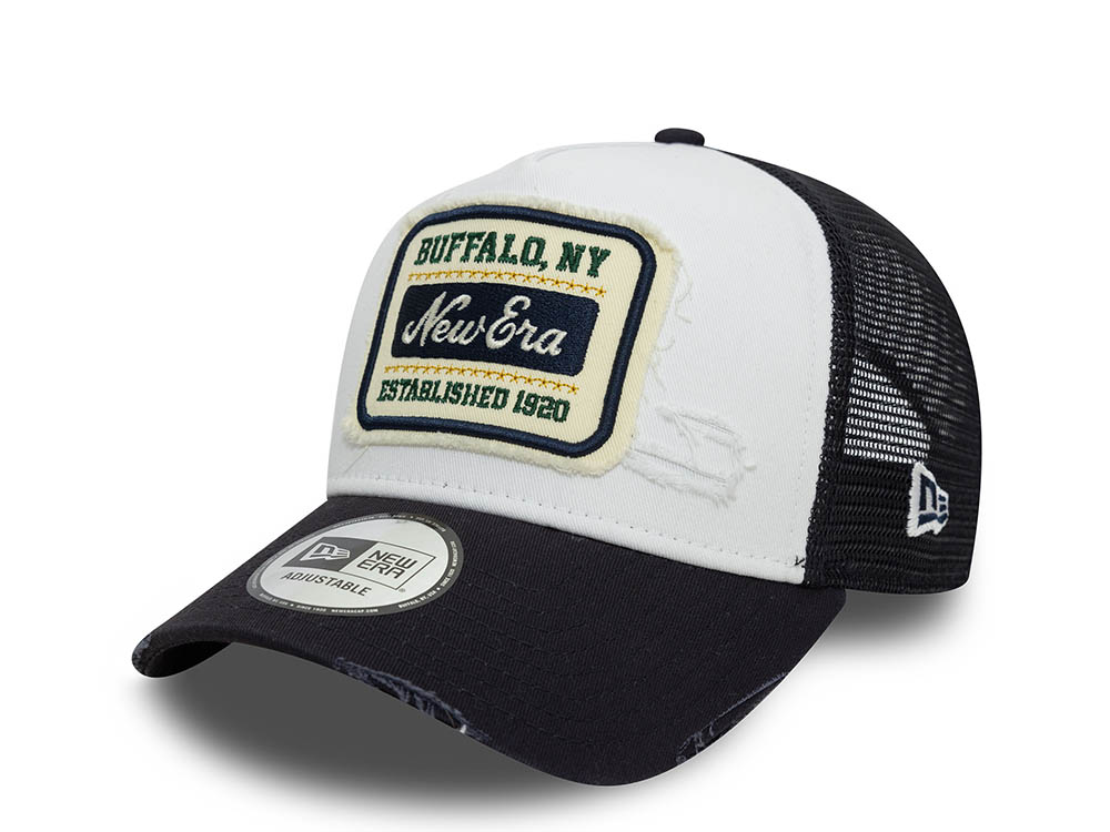 New Era Distressed Patch Two Tone 9Forty A Frame Trucker Snapback Cap