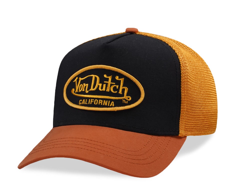 Von Dutch Embroidery Oval Patch Black Two Tone Trucker Snapback Cap