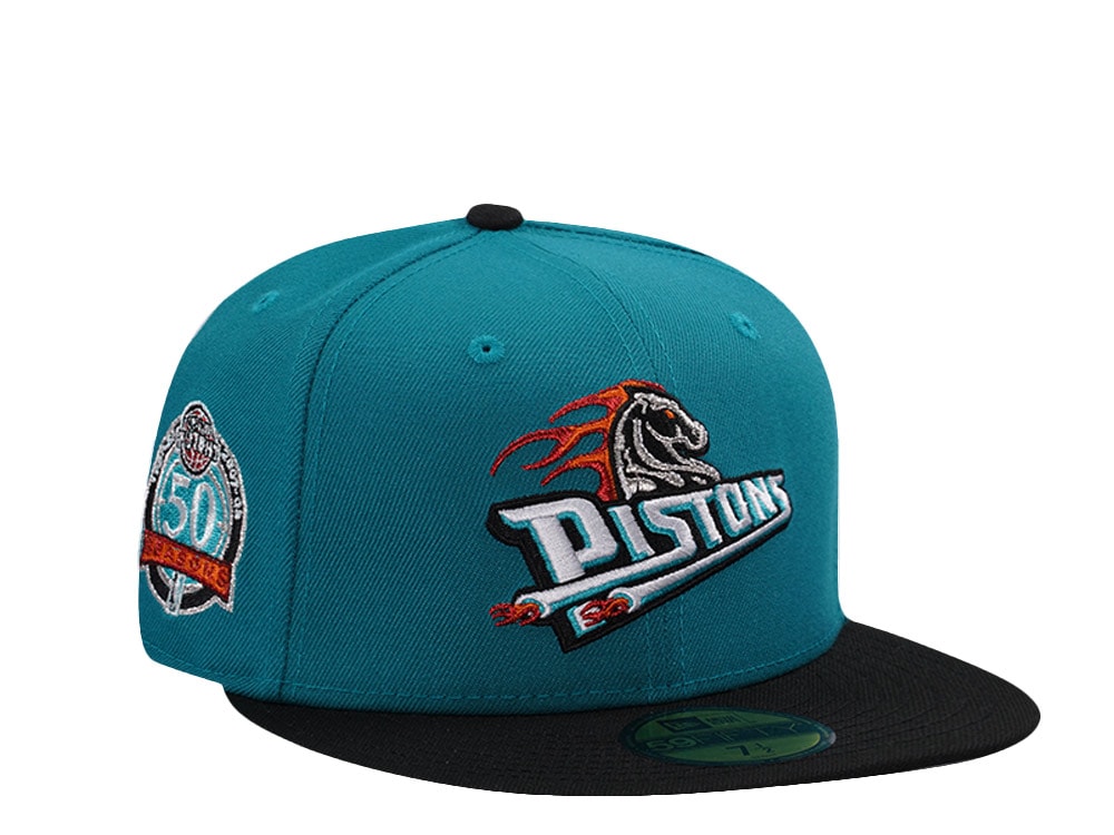 New Era Detroit Pistons 50th Anniversary Aqua Teal Two Tone Edition 59Fifty Fitted Cap