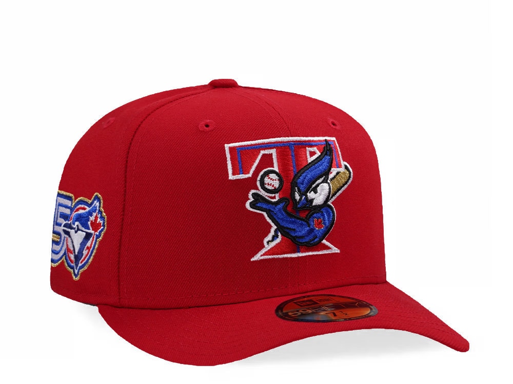 New Era Toronto Blue Jays 50th Anniversary Scarlet Prime Edition 59Fifty Pre Curved Fitted Cap