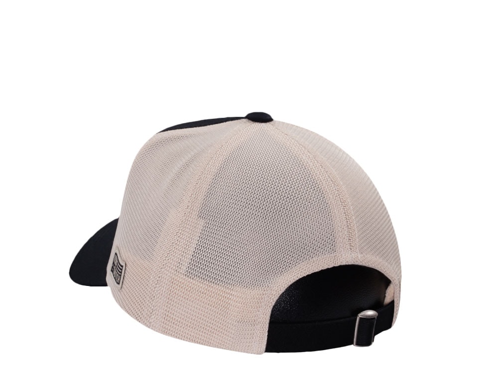 Von Dutch Embroidered Oval Patch Black Trucker Strapback Cap