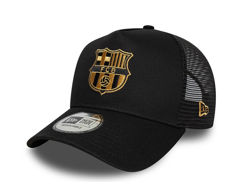 New Era Barcelona Fc Black Gold Edition 9Forty A Frame Trucker Snapback Cap