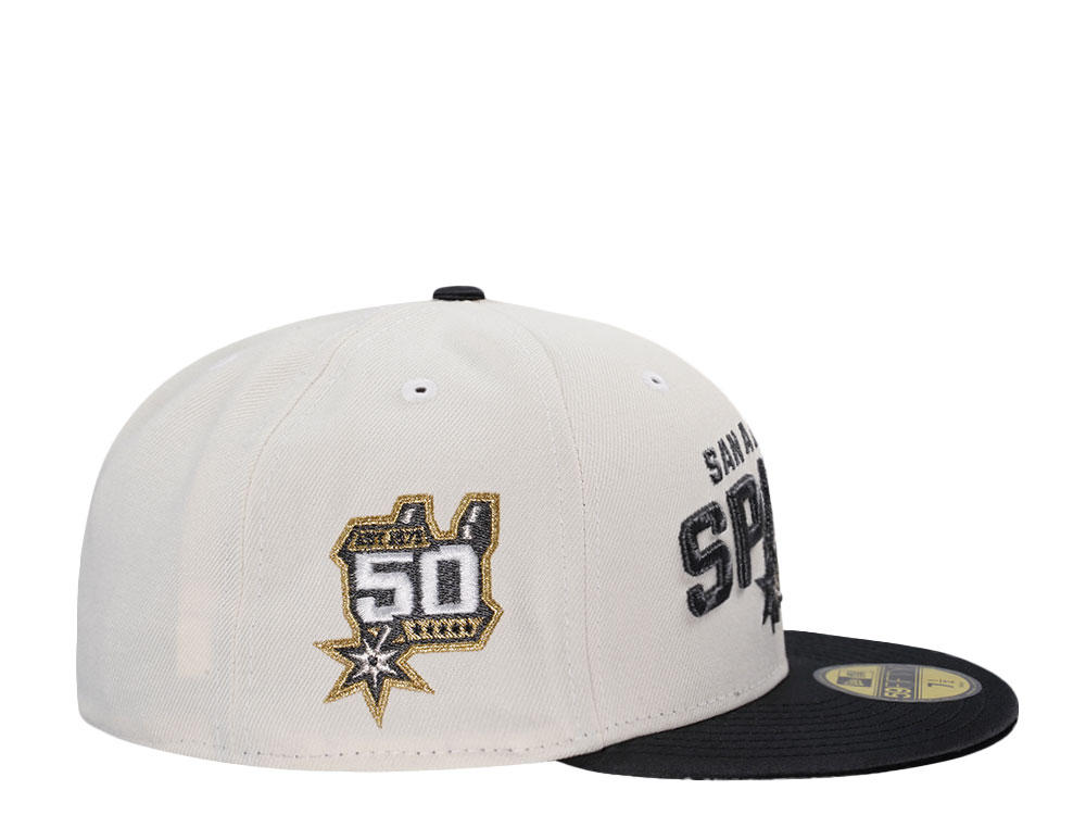 New Era San Antonio Spurs 50th Anniversary Chrome Satin Brim Two Tone Edition 59Fifty Fitted Cap