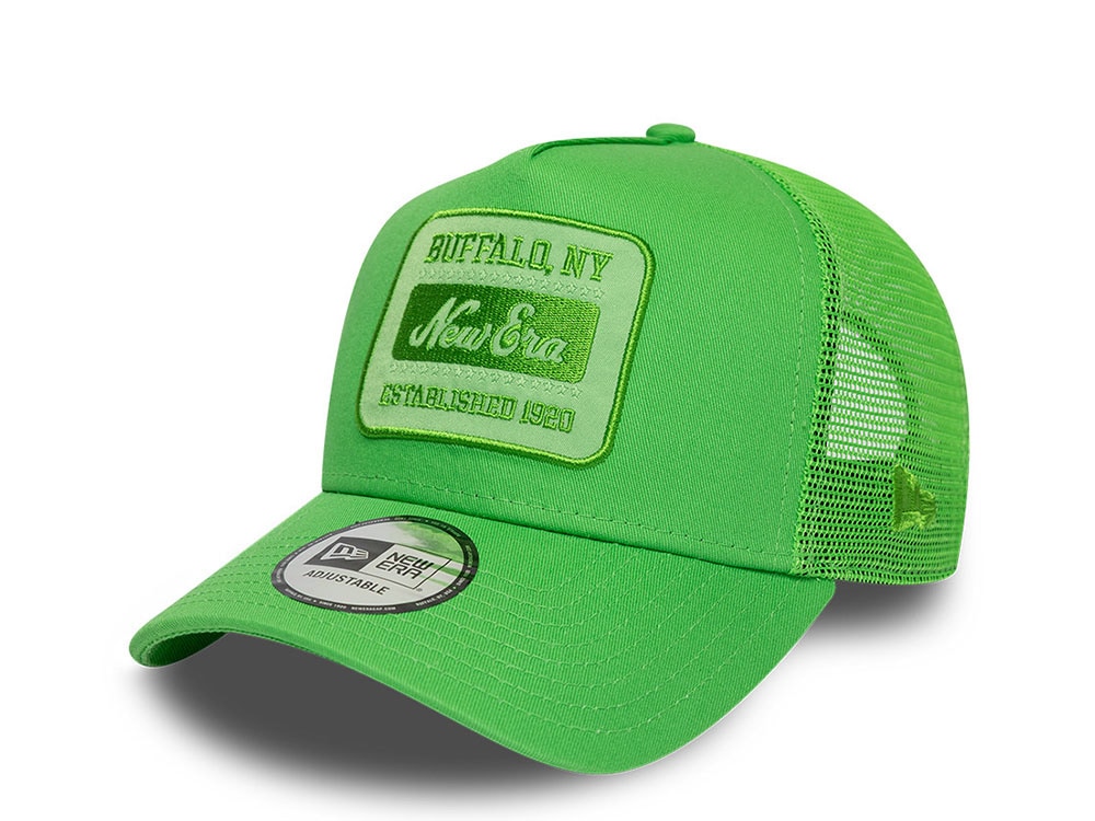 New Era Buffalo NY Tonal Patch Green 9Forty A Frame Trucker Snapback Cap