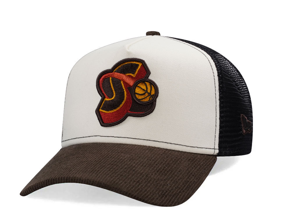 New Era Seattle Supersonics Corduroy Trucker Edition 9Forty A Frame Snapback Cap